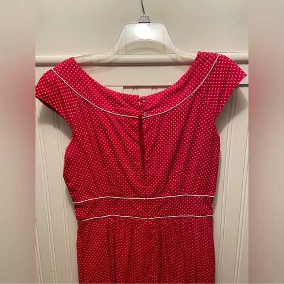 ModCloth, Emily + Fin—Red White Polka dot Dress Y2K— M - Picture 4 of 7